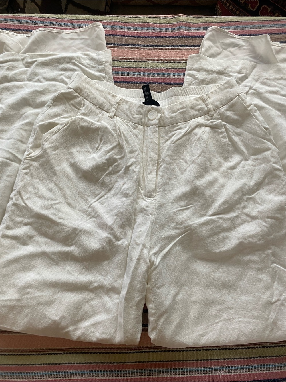 Aqua White Lightweight Linen-Blend Trousers - Picture 3 of 9